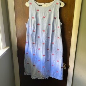 Talbots seersucker watermelon shift dress